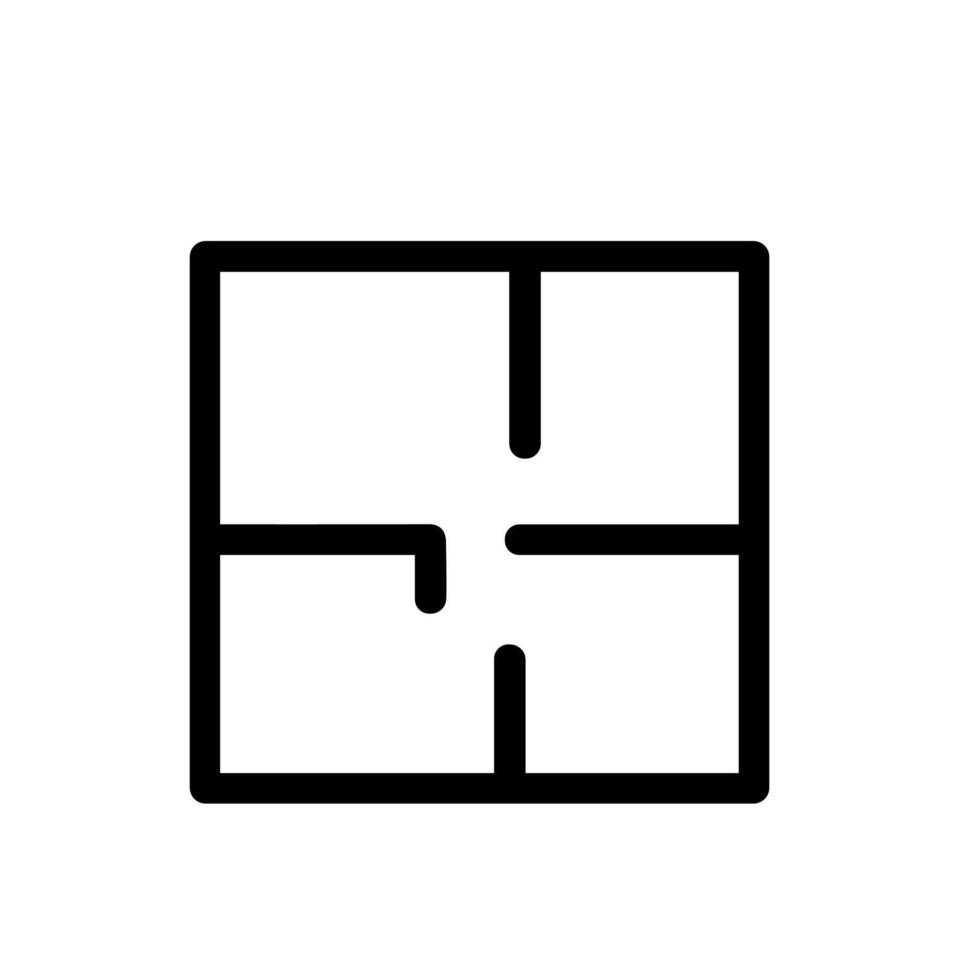 Simple Outline Floor Plan Interior Design Layout Minimalist Icon vector