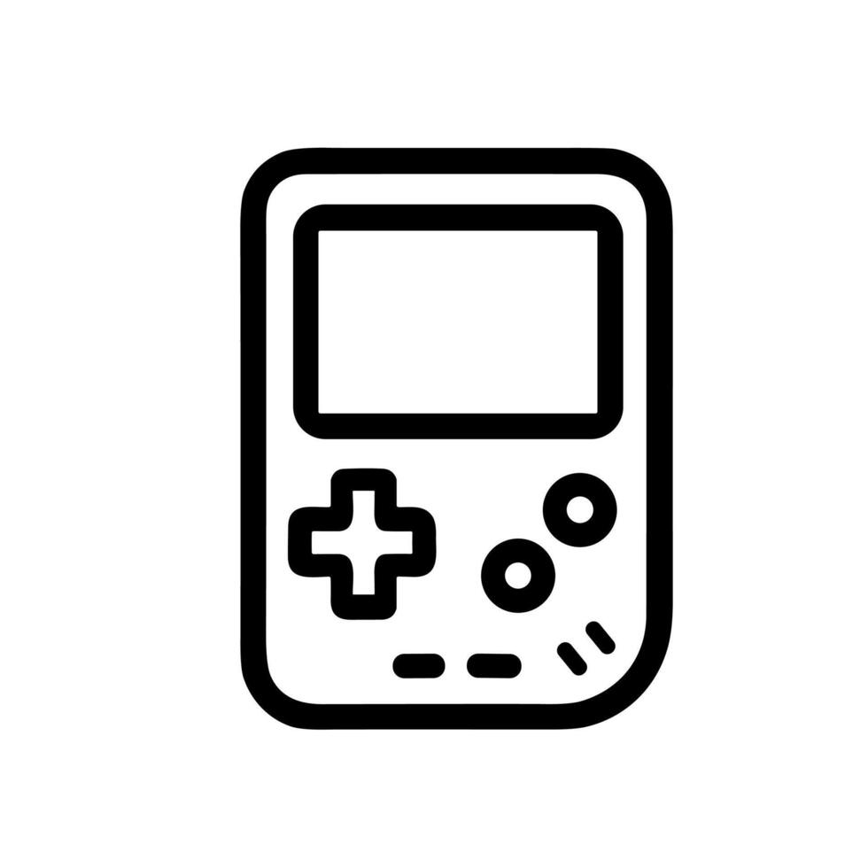 Minimalist Outline Handheld Game Console Retro Gaming Device Icon vector