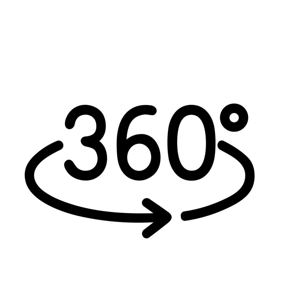 Simple Outline Directional 360 Degree Rotation Arrow Circle Icon Symbol vector