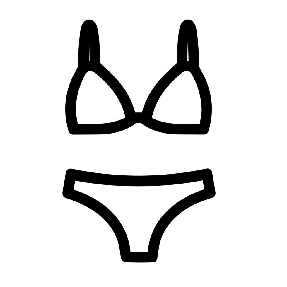 Simple Outline Bikini Swimsuit Clothing Apparel Summer Vacation Line Art Icon vector
