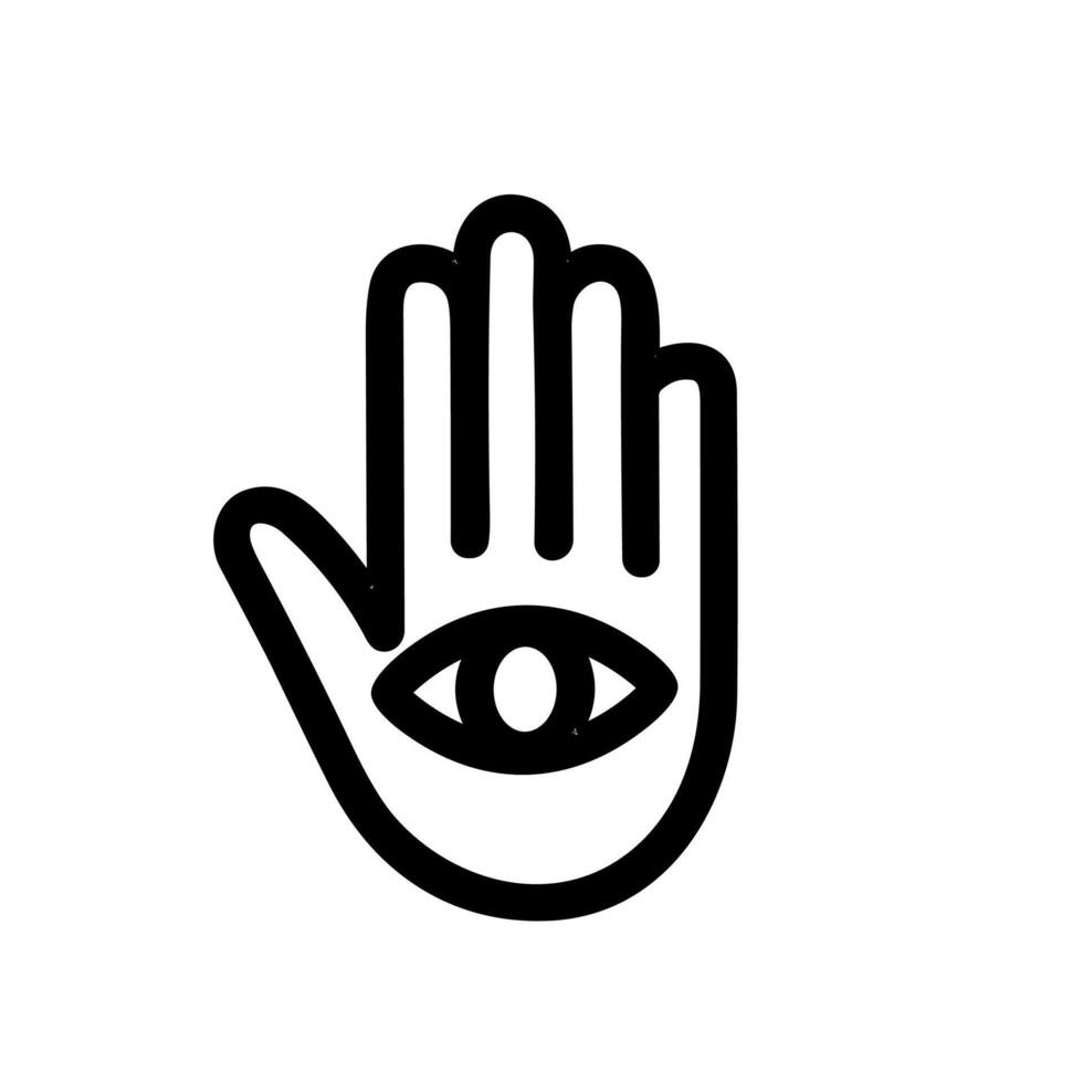 Simple Outline Hand Drawn Hand with Eye Mystical Symbol Icon vector