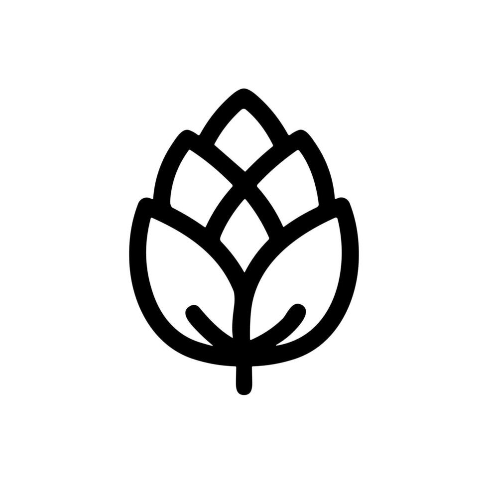 Simple Outline Hop Cone Design Element Shape Icon Clip Art vector