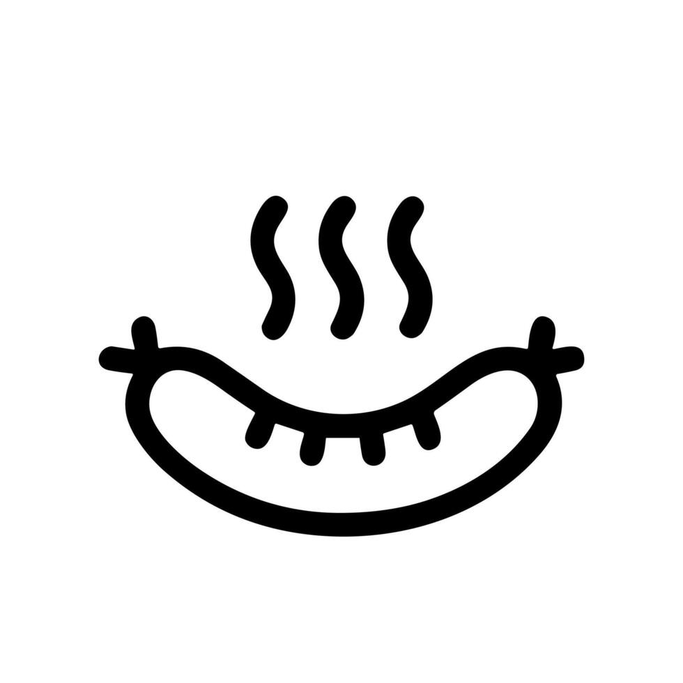 Simple Outline Handdrawn Delicious Sausage Cooked Food Meal Icon vector