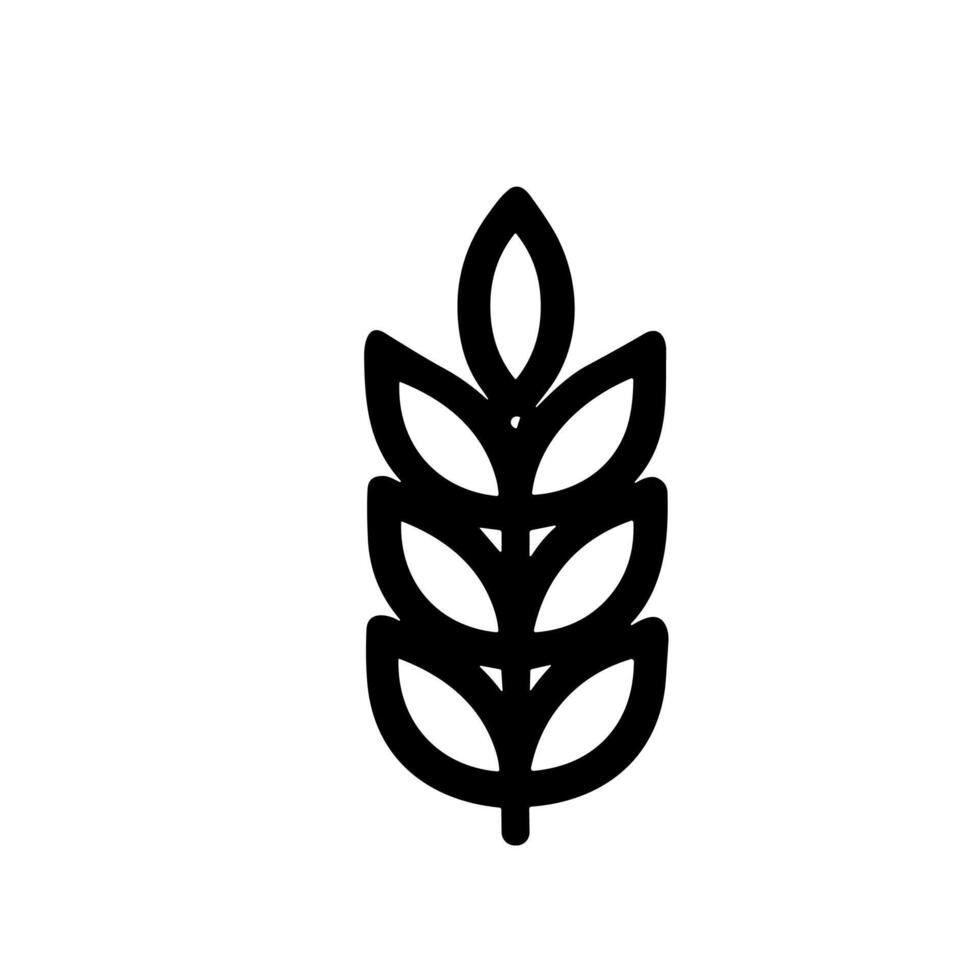Simple Outline Grain Wheat Ear Plant Icon Illustration Agriculture vector