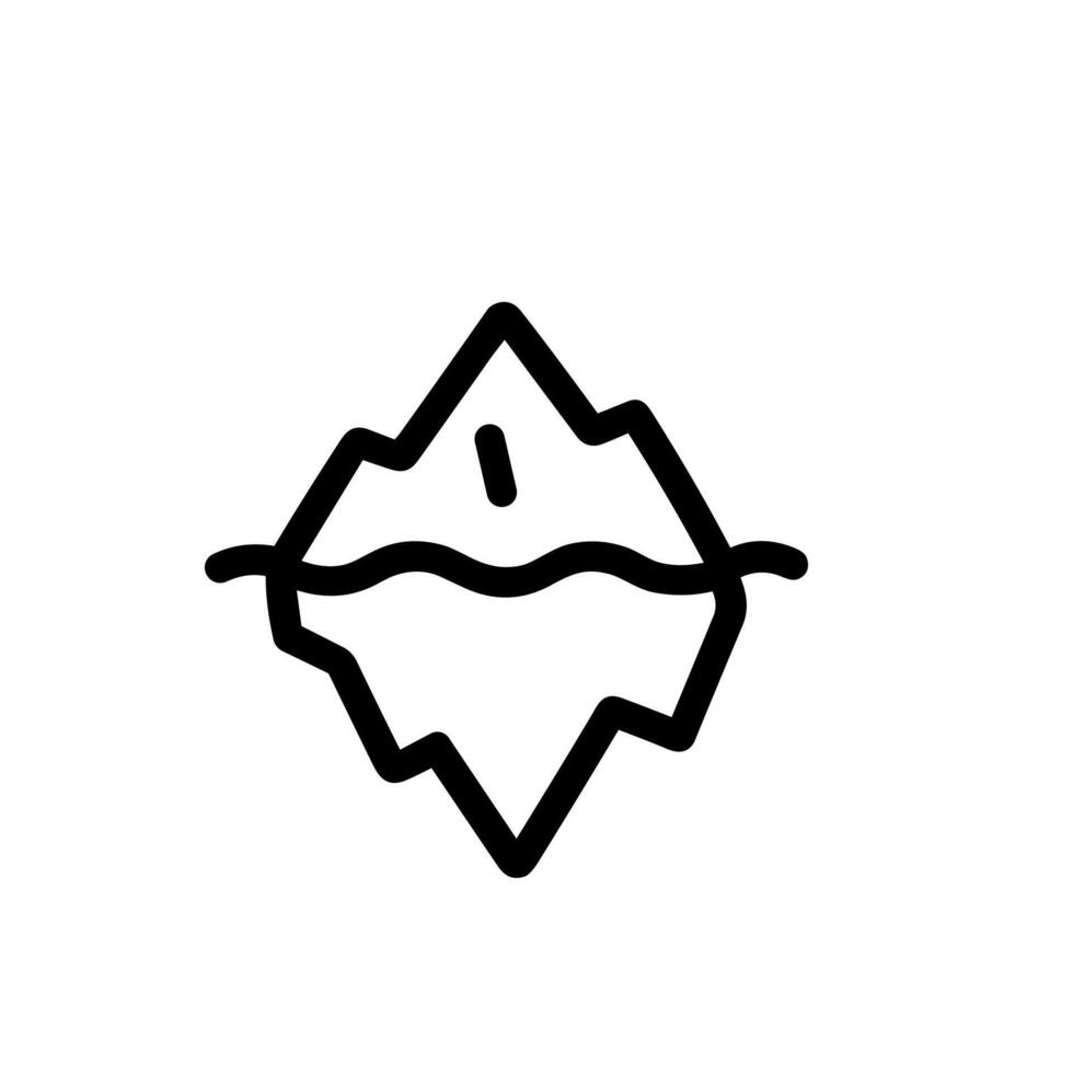 Simple Outline Undersea Iceberg Floating on Water Natural Illustration vector