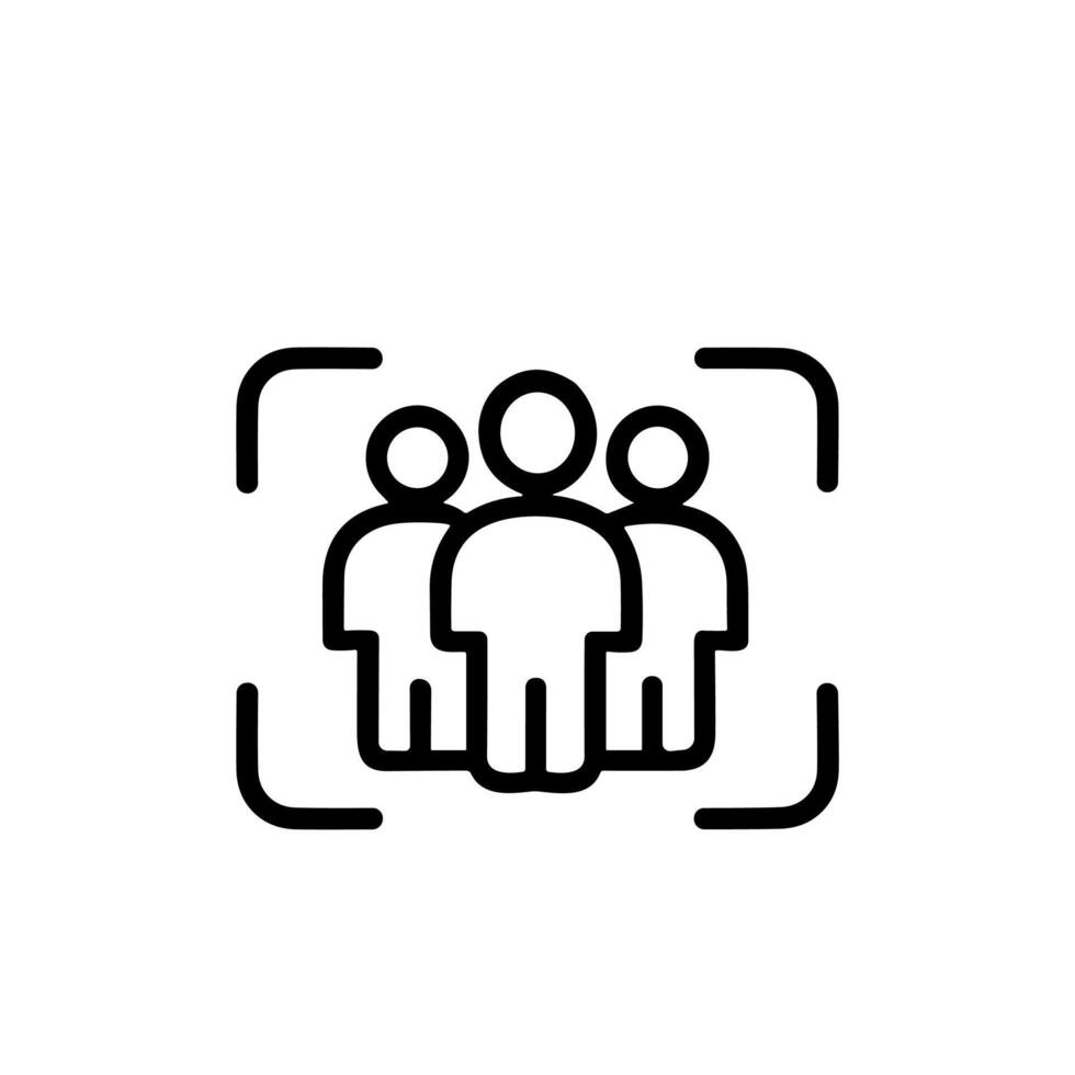 Minimalist Outline Group of People with Frame Line Icon Design vector