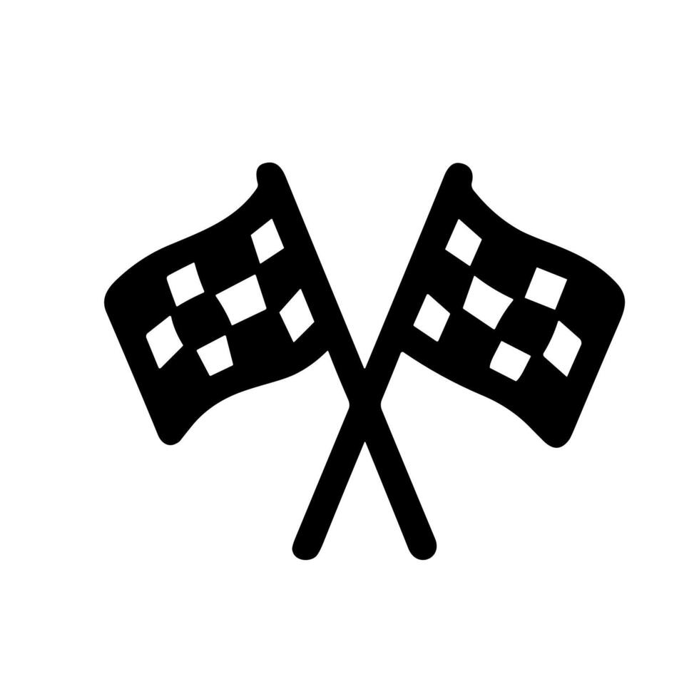 Simple Handdrawn Crossed Checkered Flag Racing Symbol Illustration Graphic vector