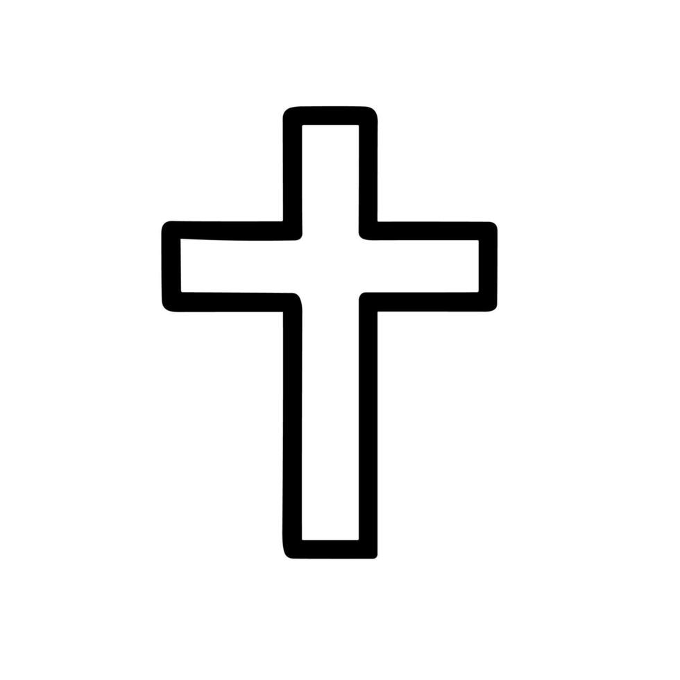 Outline Simple Cross Shape Sign Religious Symbol Clip Art vector