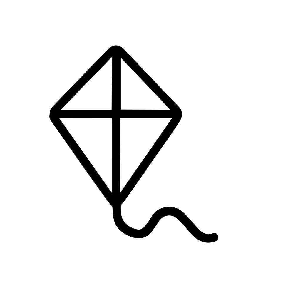 Simple Outline Black and White Kite Toy Flying Equipment Icon vector