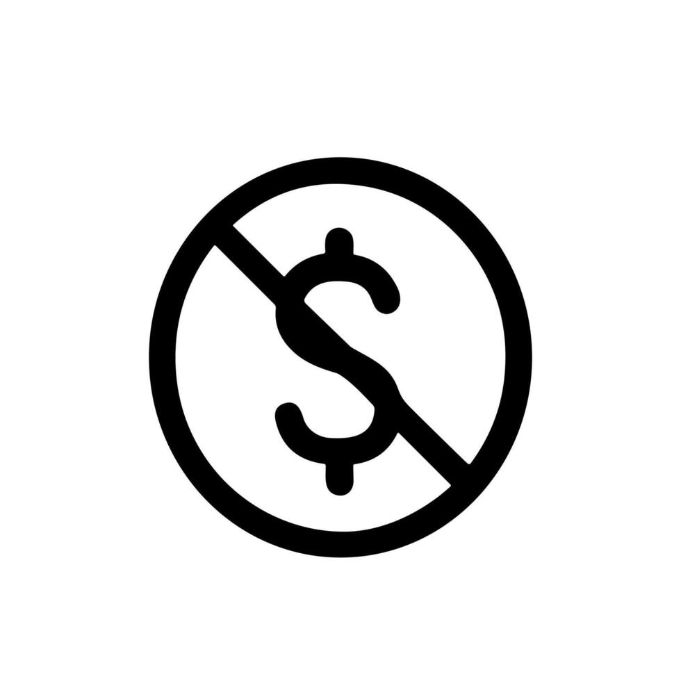 Minimalist Outlined Circle No Money Sign Finance Icon vector