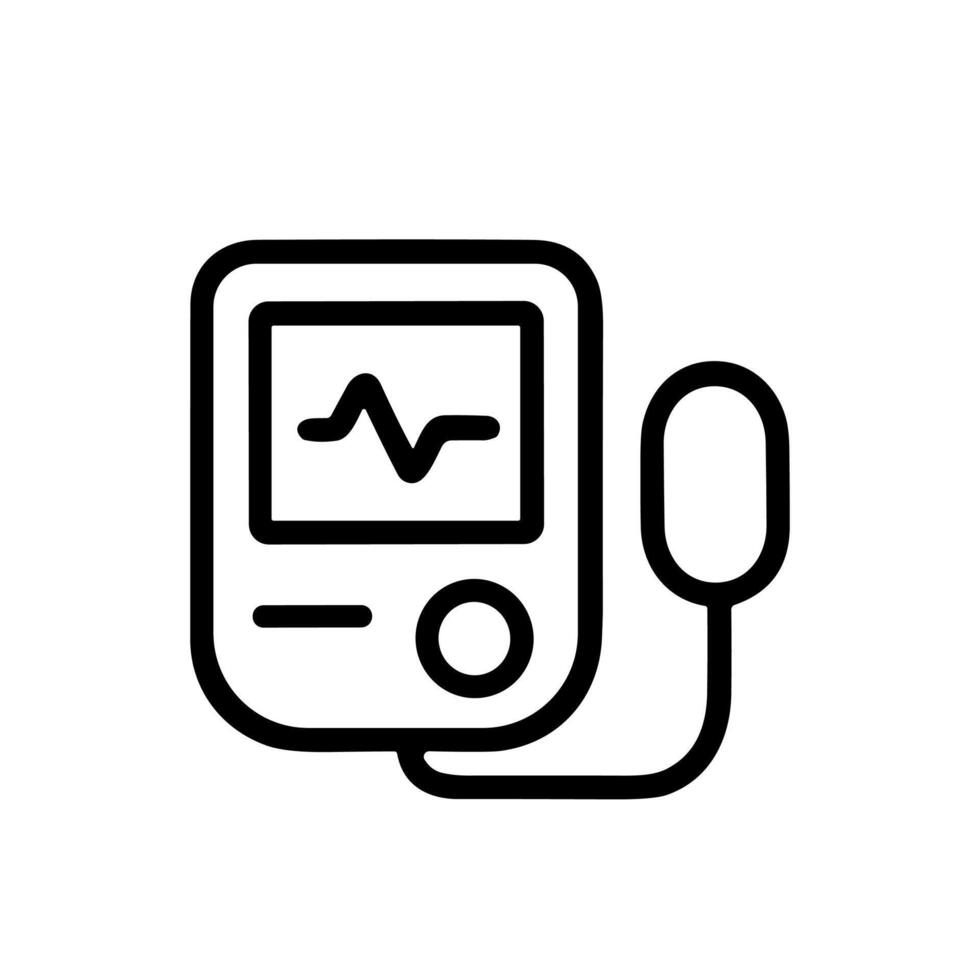 Simple Outline Blood Pressure Monitor Medical Device Line Icon vector