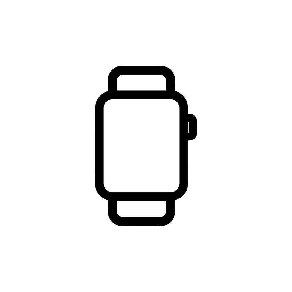 Simple Outline Smartwatch Gadget Timepiece Minimalist Isolated Line Art Illustration vector