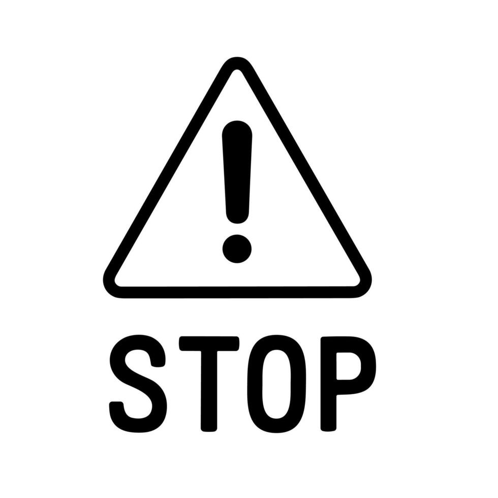 Minimalist Outline Triangle Exclamation Stop Warning Sign Symbol Graphic vector
