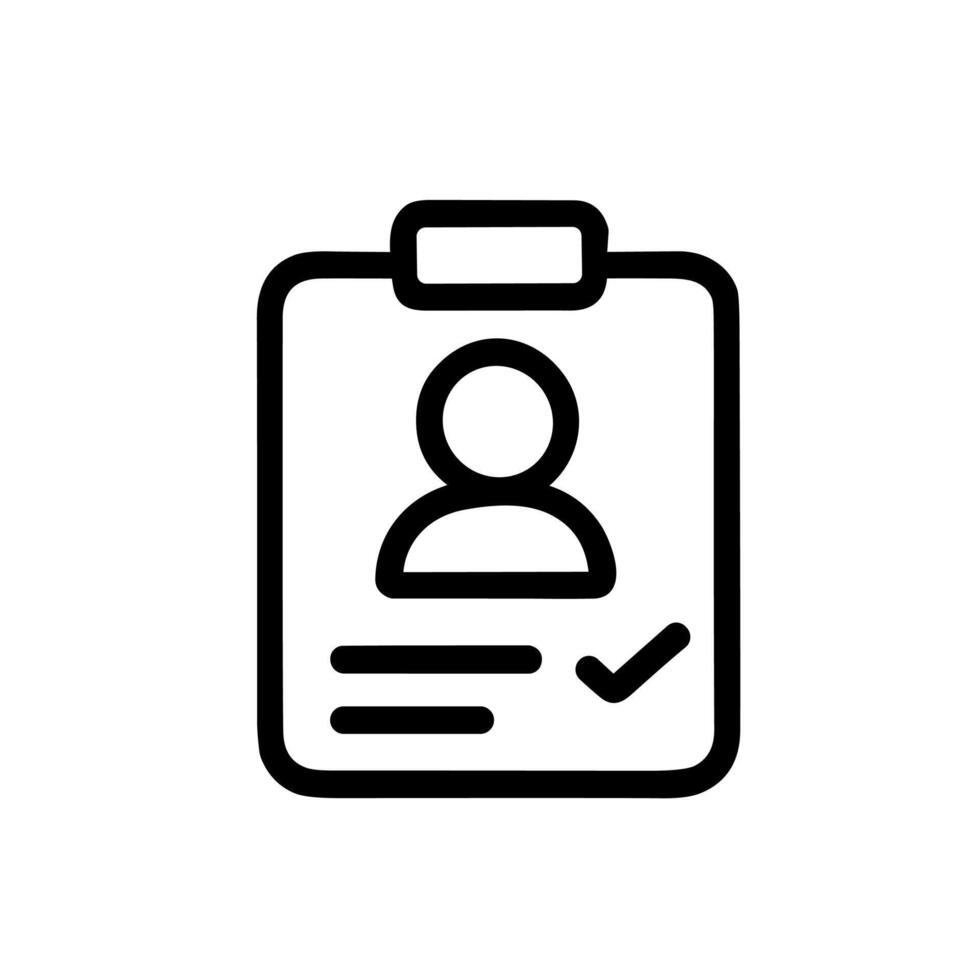Outline Simple Identity Card Checkmark Verification Badge User Profile Icon vector