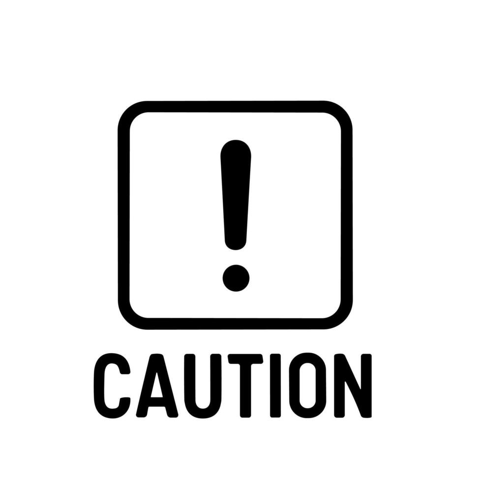 Minimalist Bold Outline Square Caution Sign with Exclamation Mark Icon vector