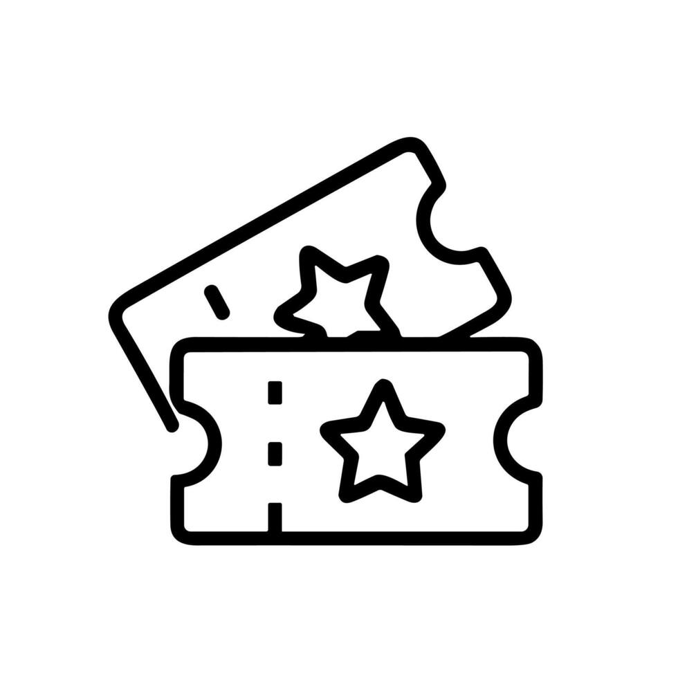 Simple Outline Drawing Ticket with Star Shape for Event and Show Icon vector