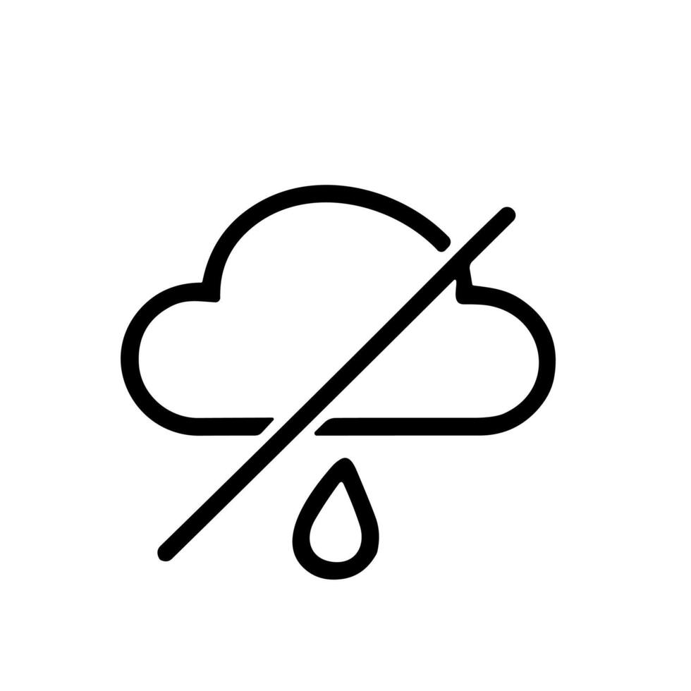 Line Art Illustration No Rain Cloud Symbol Weather Icon Design vector