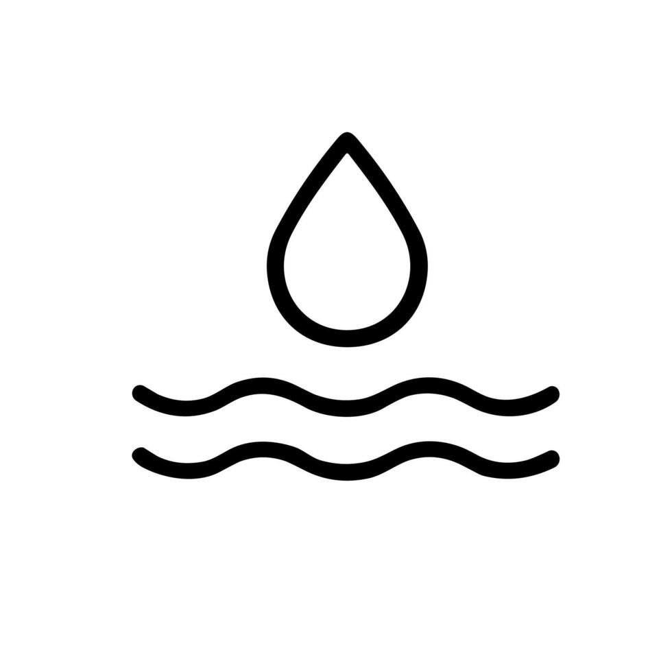 Simple Line Style Water Drop with Waves Liquid Symbol Icon vector