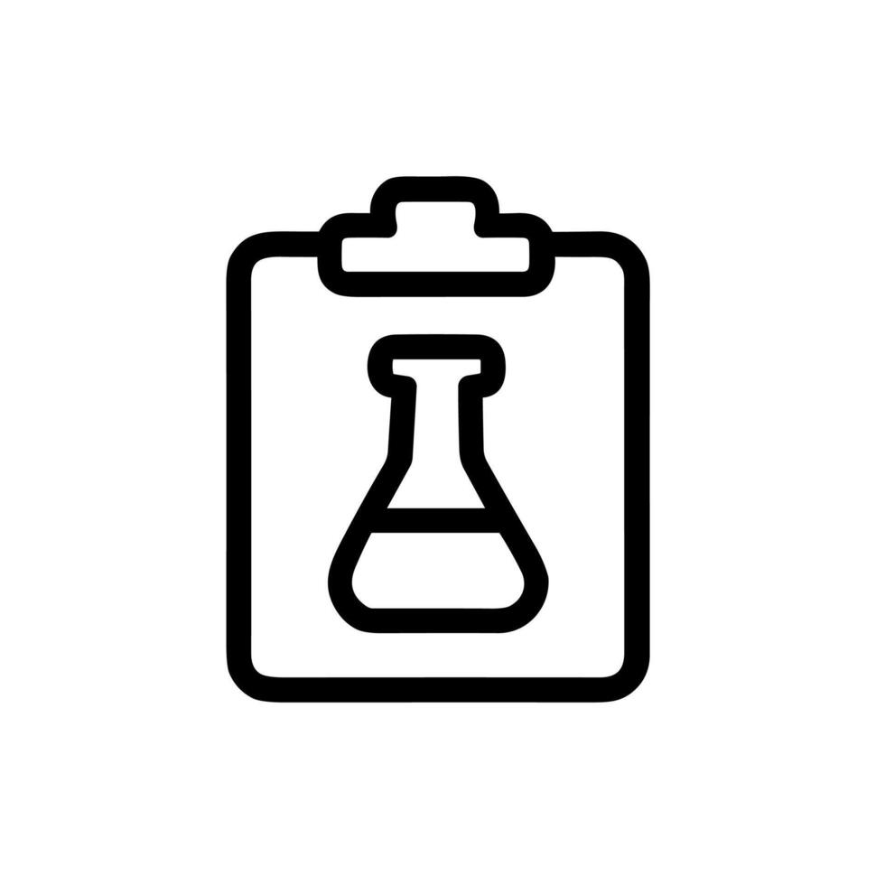 Outline Simple Clipboard Flask Chemical Experiment Tool Science Icon vector