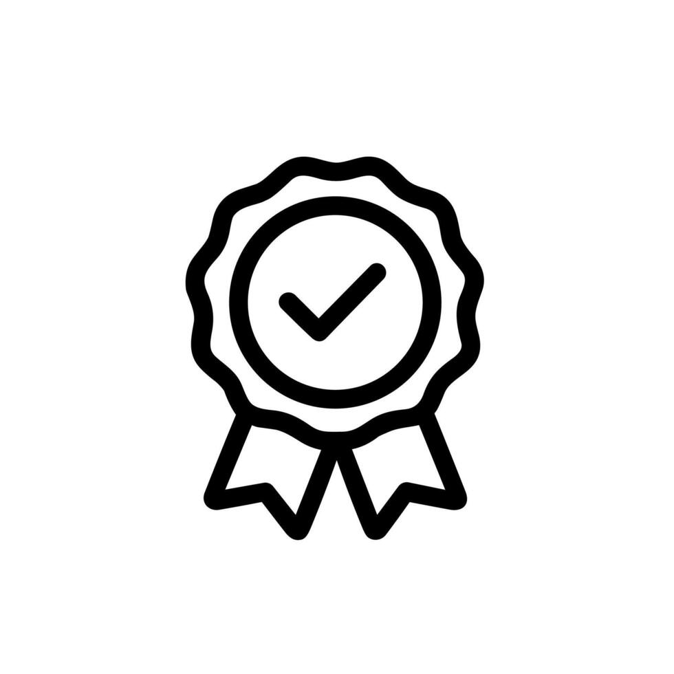 Simple Outline Rosette with Checkmark Ribbon Decoration Award Icon vector