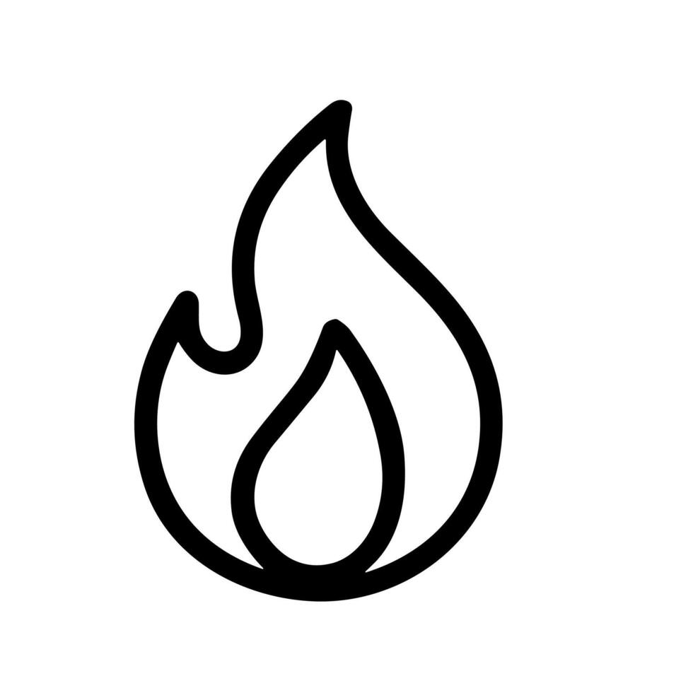 Simple Line Drawn Fire Flame Icon Isolated Shape Illustration vector