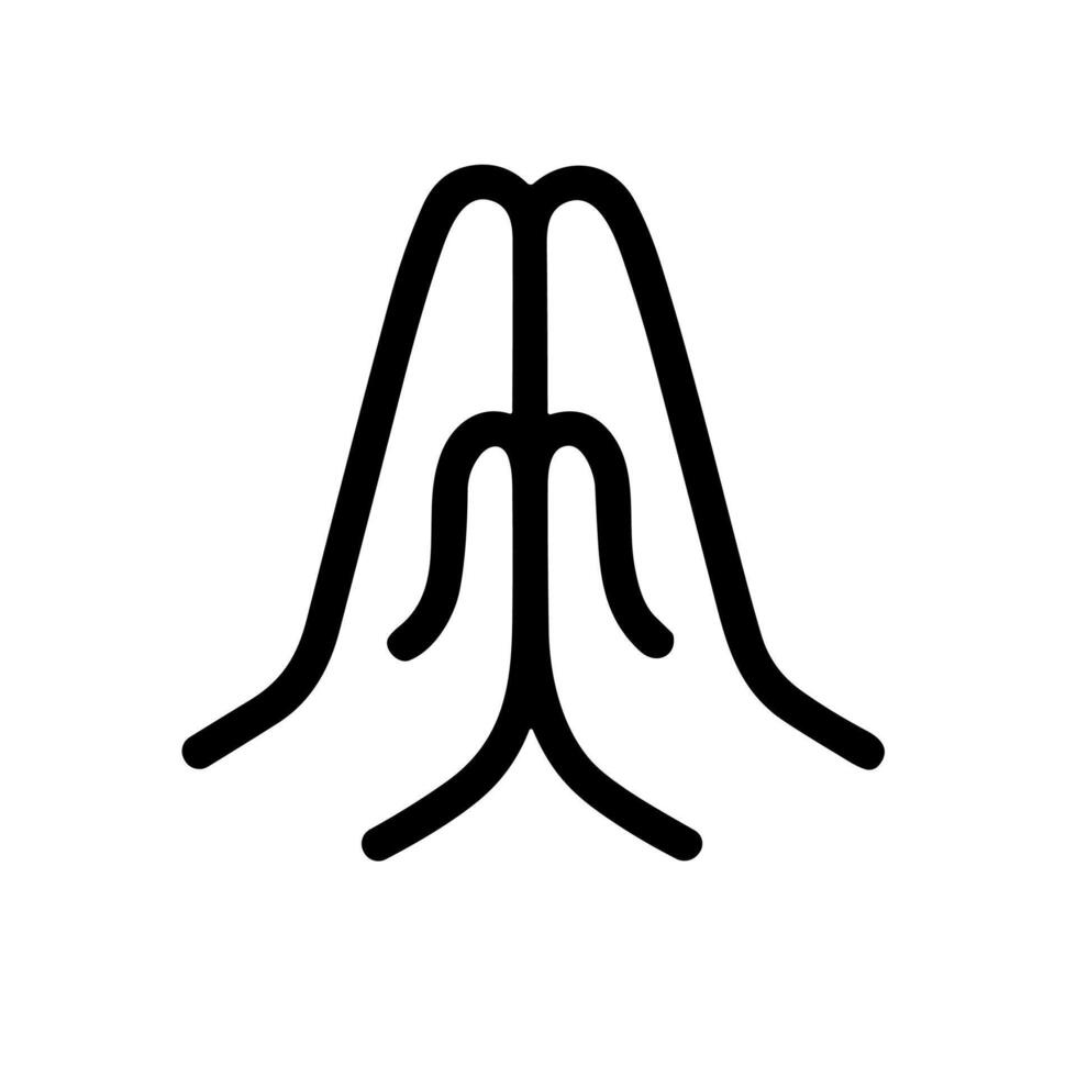 Minimalist Outline Praying Hands Gesture Line Art Symbol Icon vector