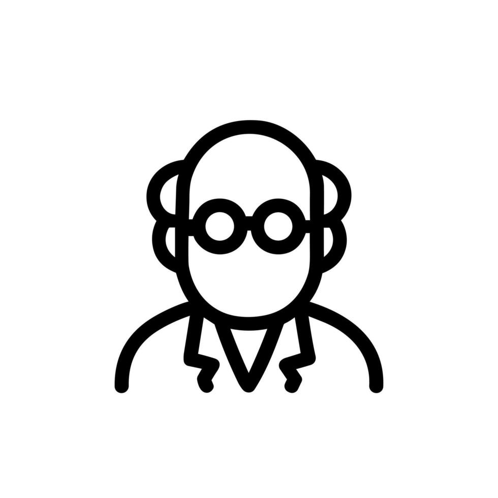 Simple Outline Professor Avatar Icon with Glasses and Bald Head vector