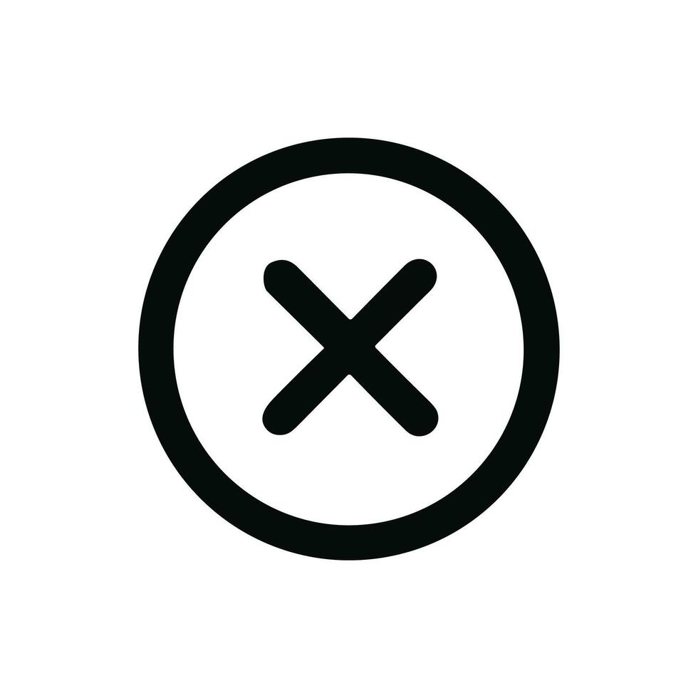 Simple Outline Circle Cross Mark Sign Shape Icon Symbol vector