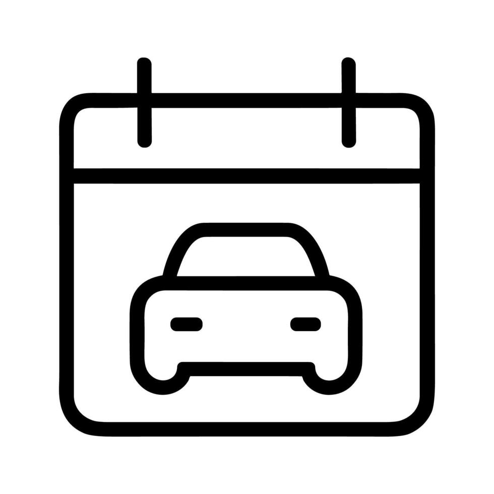 Simple Outline Car Appointment Calendar Schedule Reminder Date Icon Illustration vector