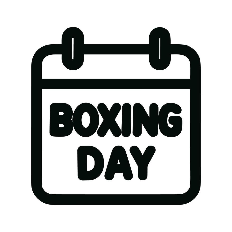 Minimalist Outline Calendar Boxing Day Celebration Reminder Icon Symbol Design vector