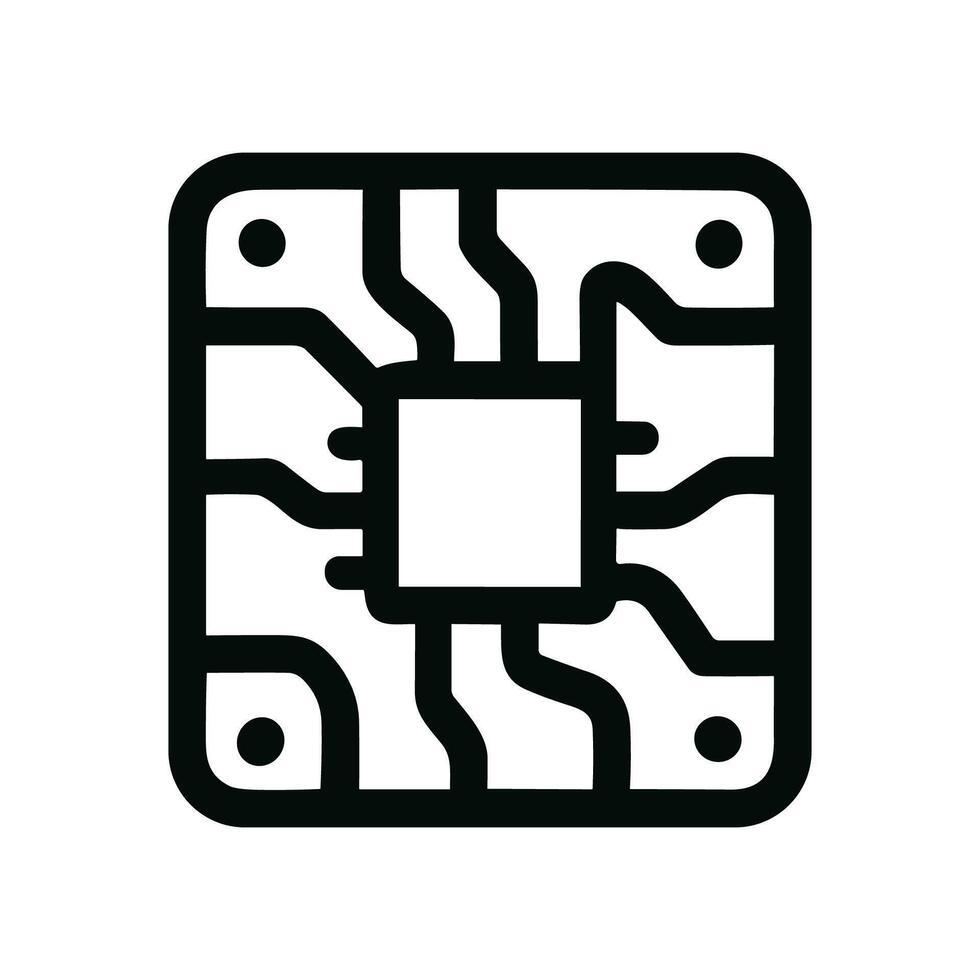 Modern Outline Microchip Simple Illustration Circuit Board Component Icon vector