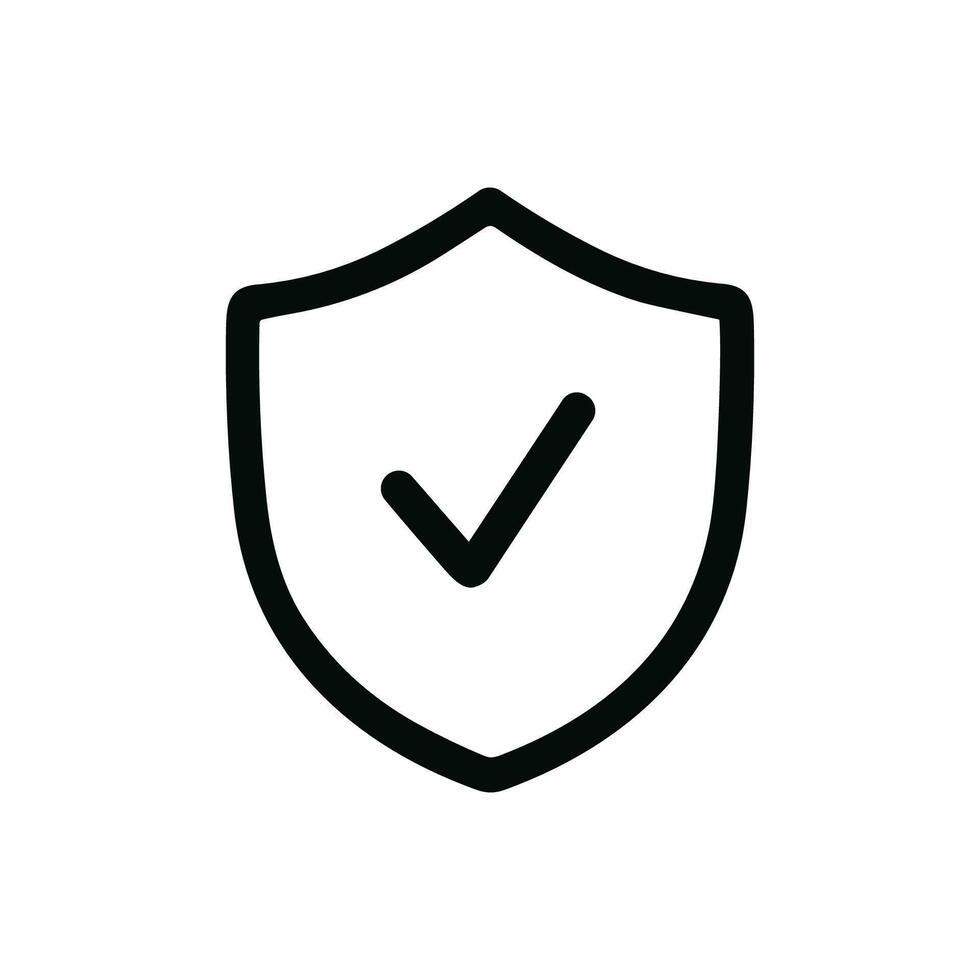 Simple Outline Shield Checkmark Symbol Shape Secure Safety Icon vector