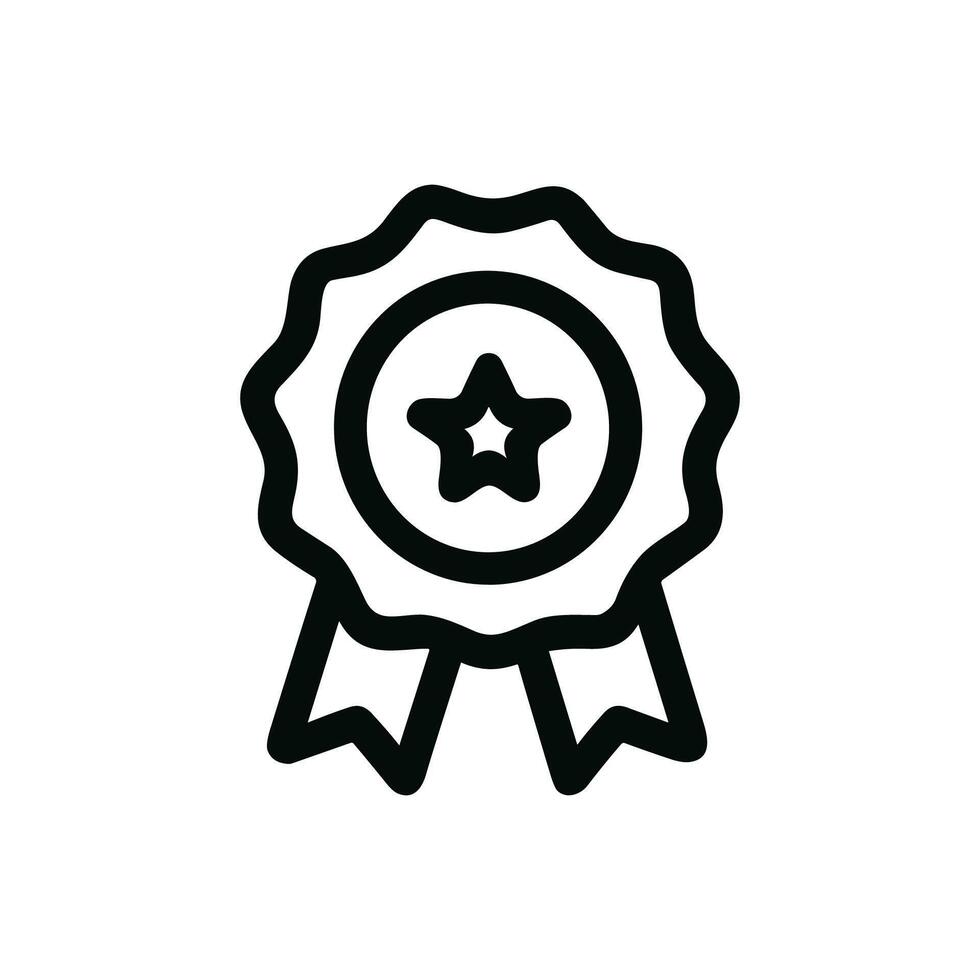 Minimalist Outline Quality Award Badge Shape Icon with Star vector