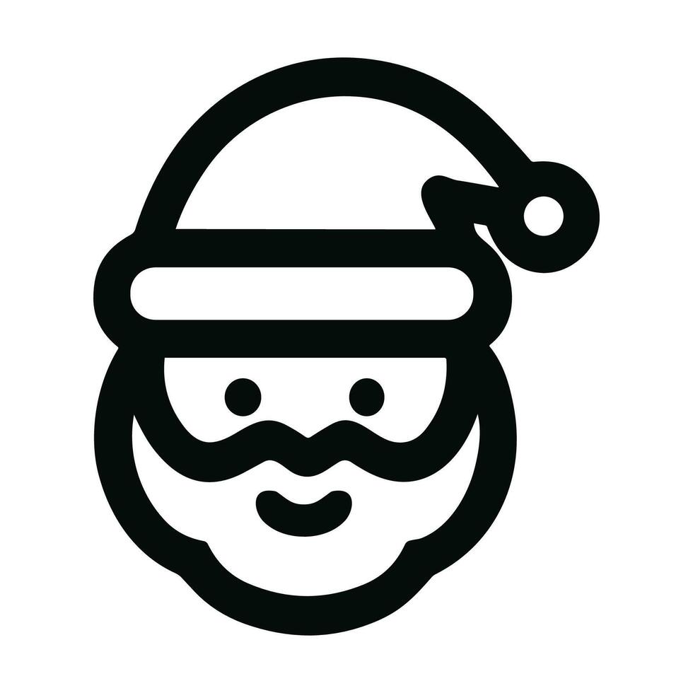 Simple Outline Santa Claus Face with Hat Decoration Icon Element vector