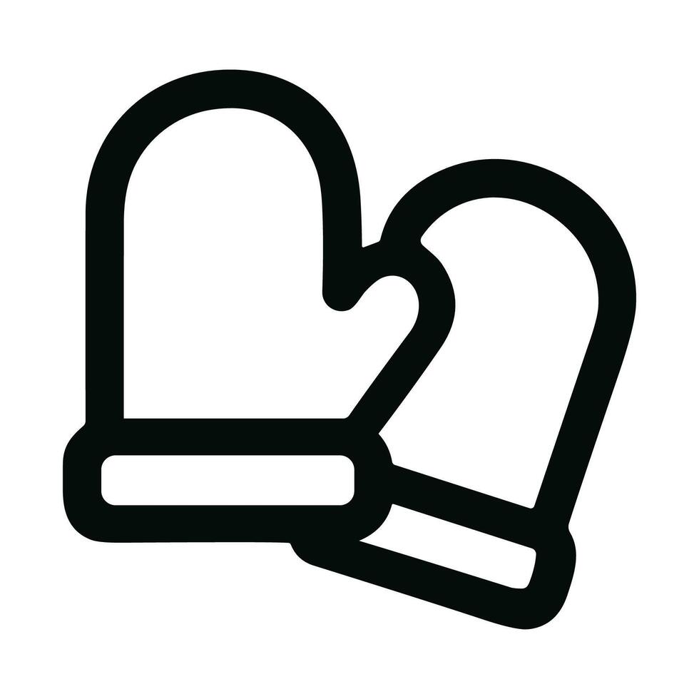 Simple Outline Winter Warm Mittens Icon for Cold Weather Season vector
