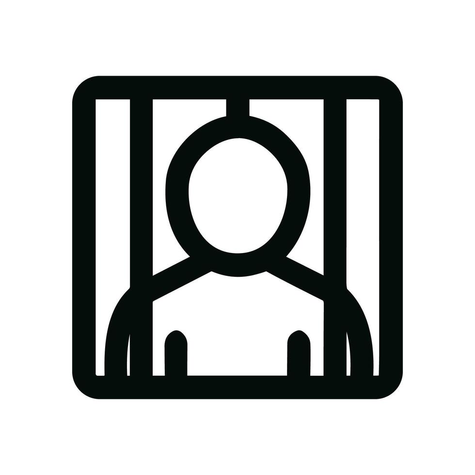 Minimalist Line Imprisoned Person In Jail Icon Shape Design Element vector
