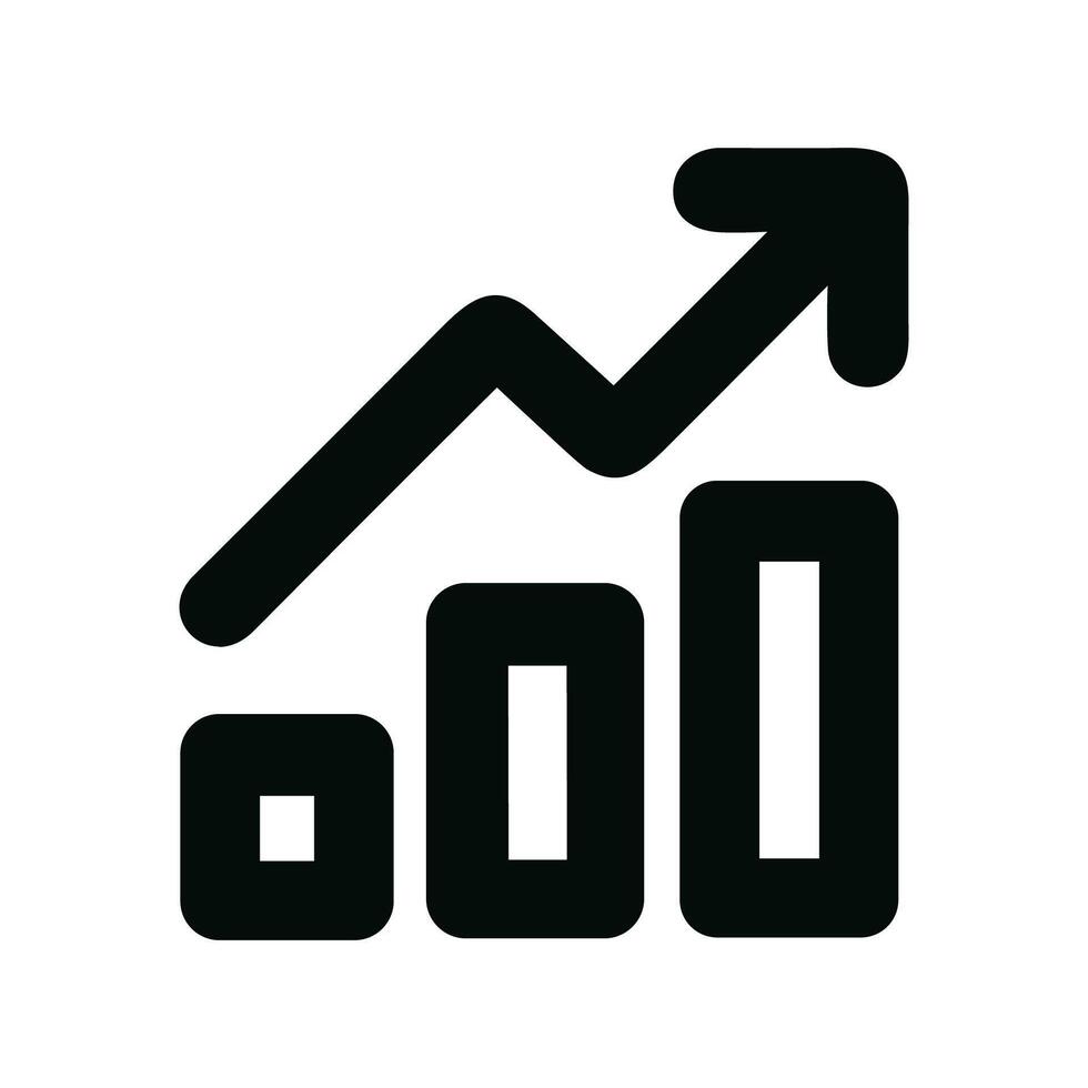 Simple Black Line Graph Chart with Upward Arrow Symbol Icon vector