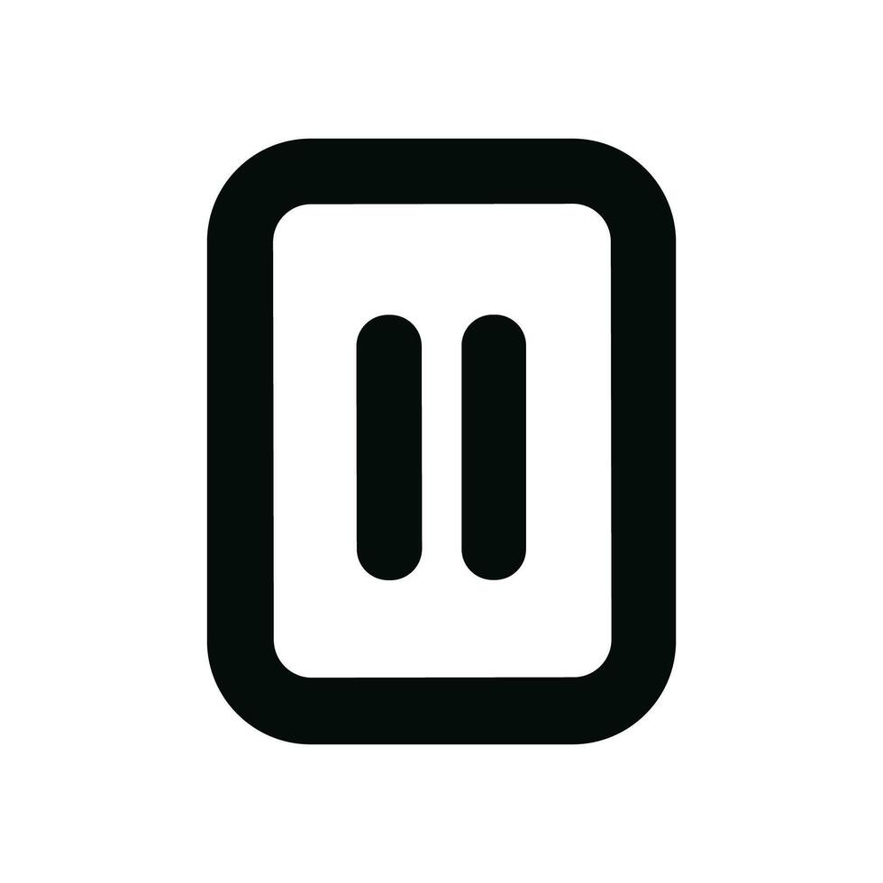 Minimalist Outline Rounded Rectangle Pause Button UI Element Icon vector