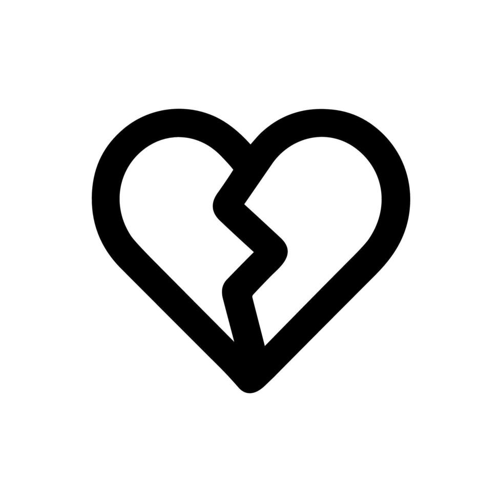 Simple Line Broken Heart Outline Shape Symbol Icon Graphic Element vector