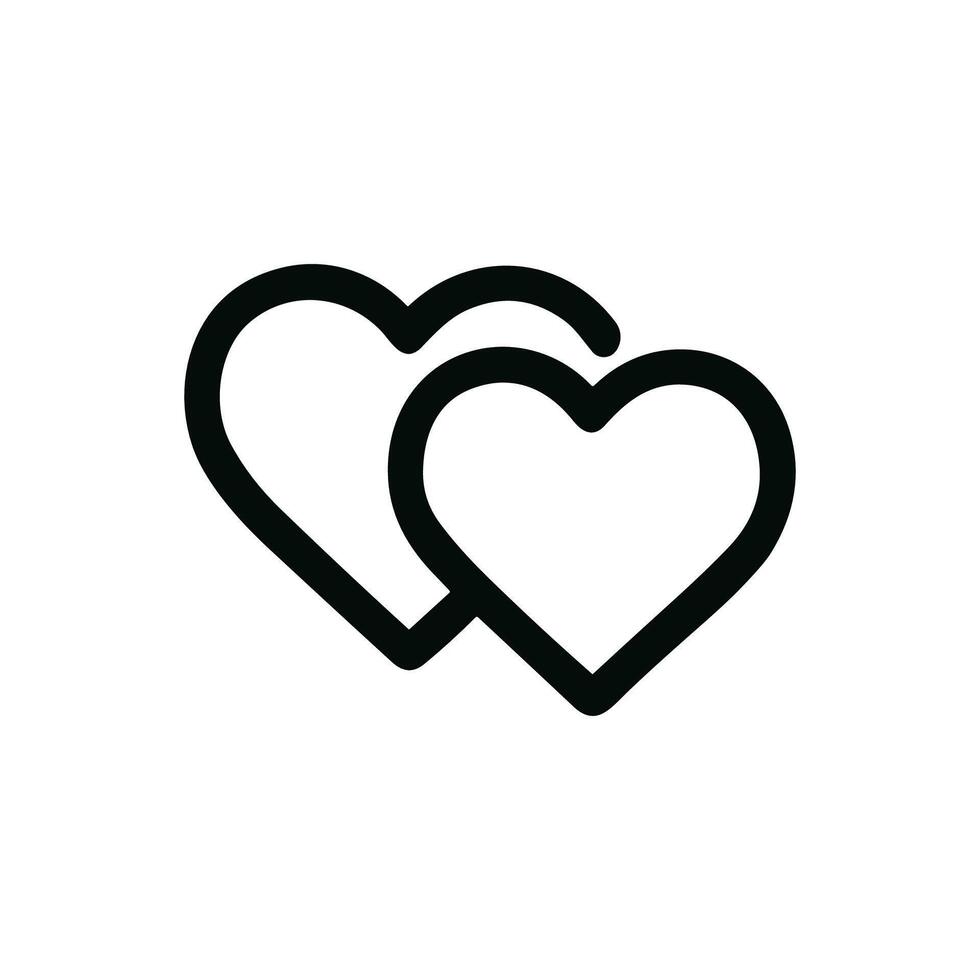 Simple Outline Intertwined Heart Shape Romance Symbol Icon Design vector