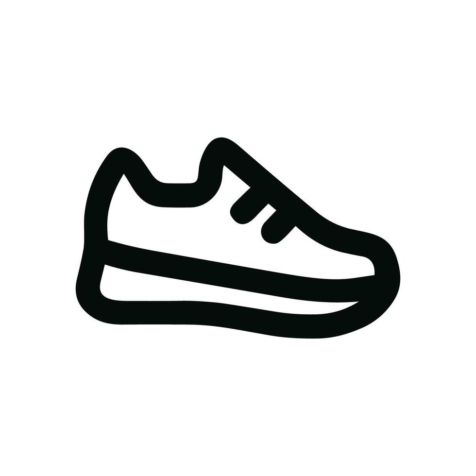 Simple Line Art Running Shoe Icon, Sporty Footwear Illustration vector