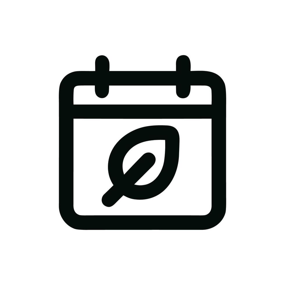 Outline Simple Style Leaf on Calendar Date Reminder Icon Element vector