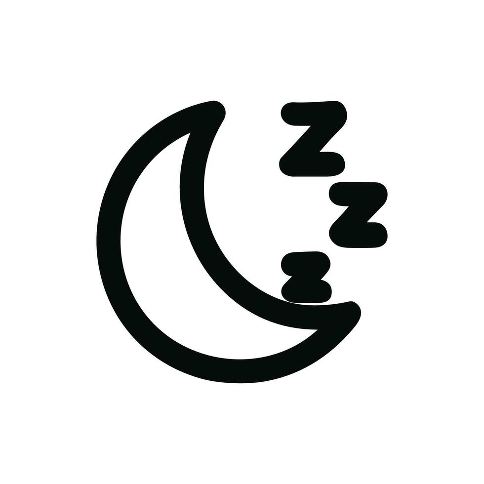Outline Simple Crescent Moon Sleep Zzz Symbol Shape Icon vector
