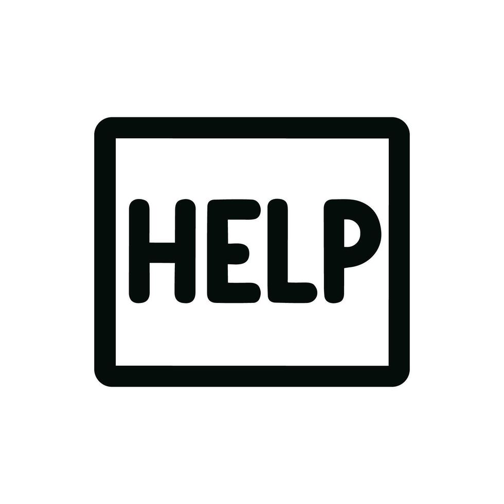 Simple Bold Help Word Inside Square Shape Box Icon Symbol vector