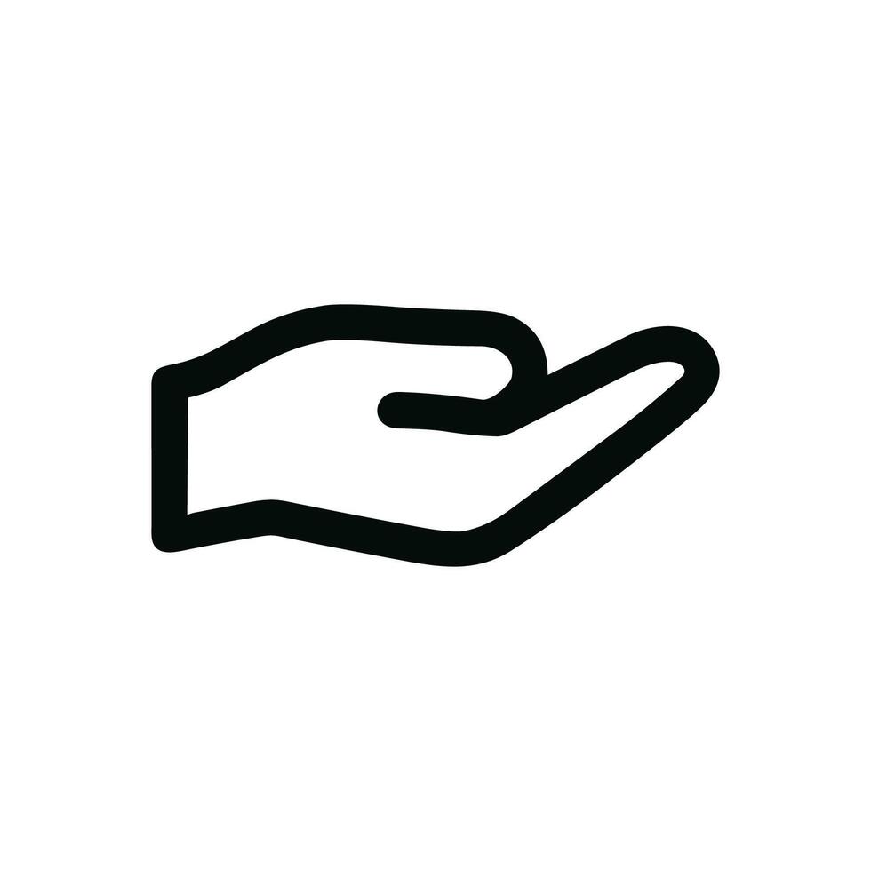 Simple Line Art Open Palm Hand Receiving Gesture Illustration Icon vector