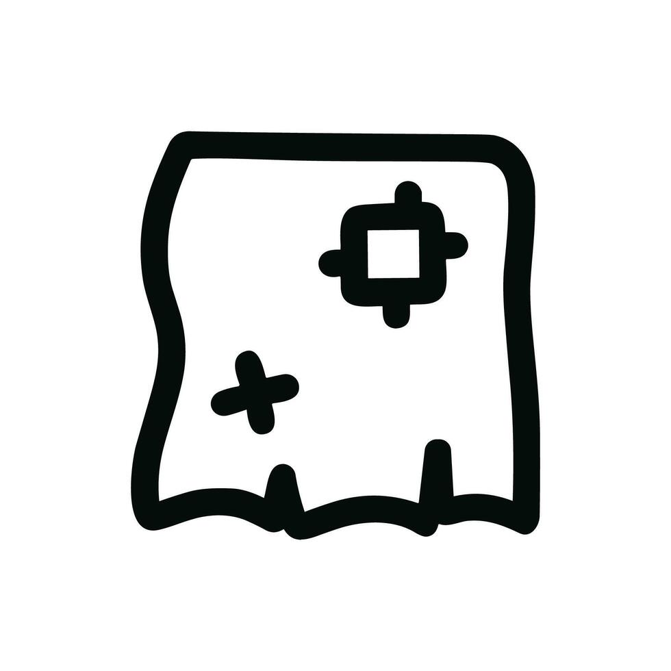 Simple Line Art Ragged Cloth Patch, Poor Fabric Concept Icon vector