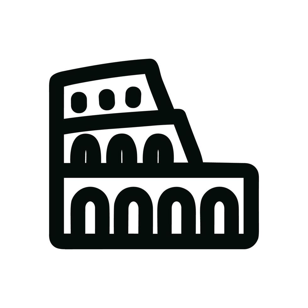 Minimalist Outline Rome Colosseum Arena Architecture Historical Landmark Icon vector