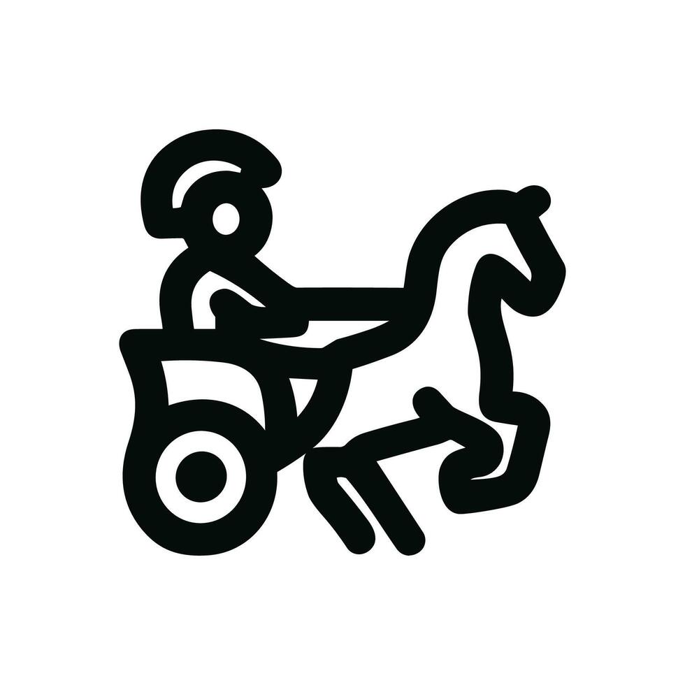 Minimalist Outline Horse Drawn Chariot Racing Ancient Sport Icon Design vector