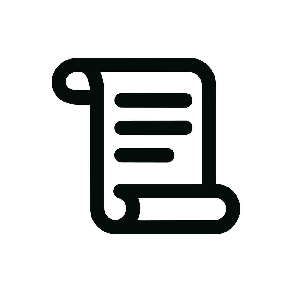 Simple Outline Paper Scroll Document Text List Icon Shape vector