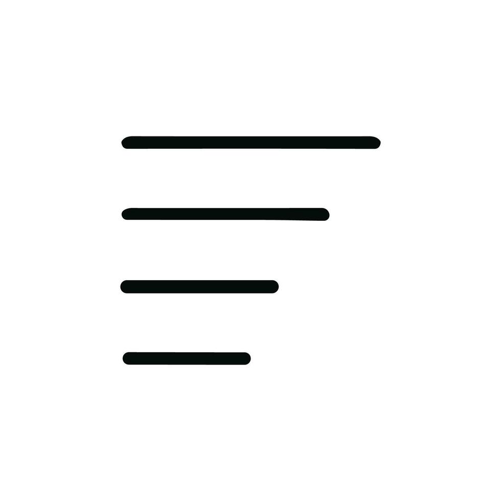 Simple Flat Menu List Icon Black Line Hamburger Style Symbol vector
